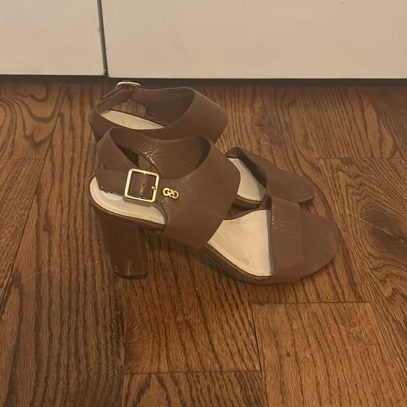 Cole Haan Tan Leather Strap Heel Sandal - Picture 3 of 5